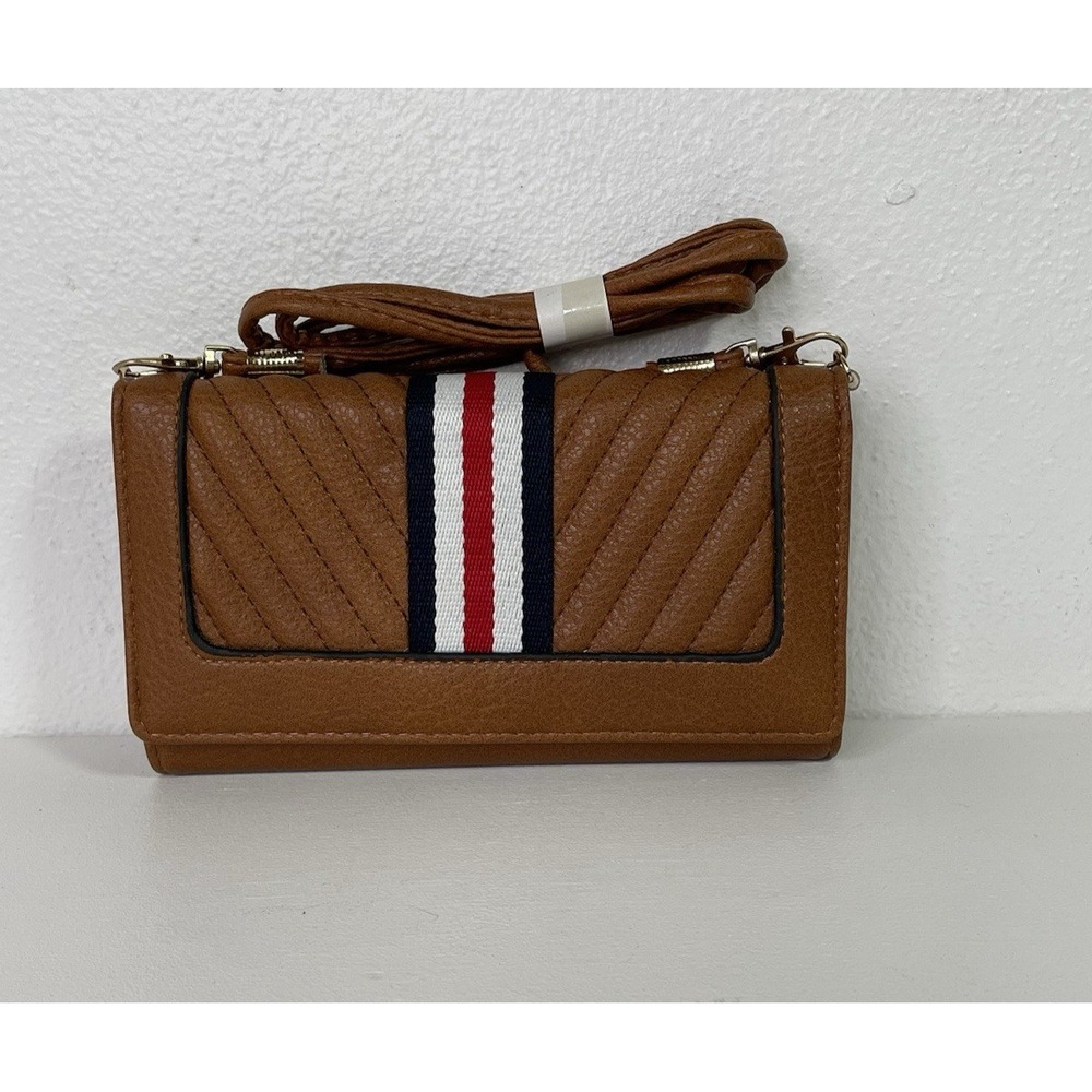 Brown Crossbody Wallet Purse Card Slots Phone Pocket Americana Heritage Style